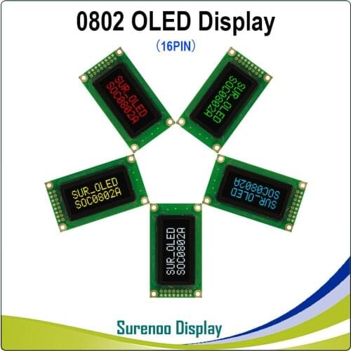 Real OLED Display, 0802 Parallel OLED Compatible 802 8*2 Character LCD Module Display LCM Screen build-in WS0010, Support SPI