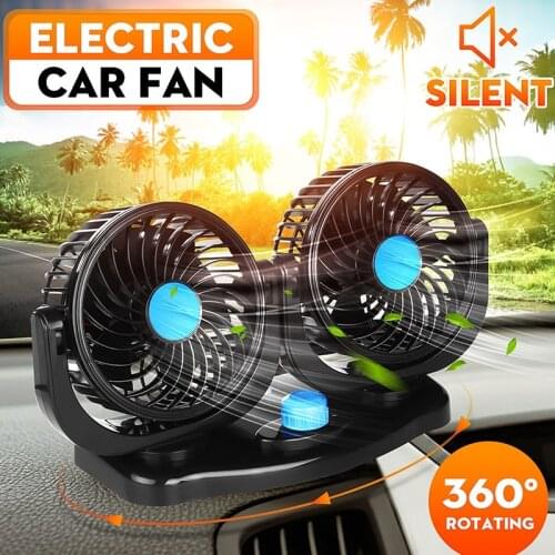 12V 24V 360 Degree All-Round Adjustable Car Auto Air Cooling Dual Head Fan Low Noise Car Auto Cooler Air Fan Car Fan Accessories