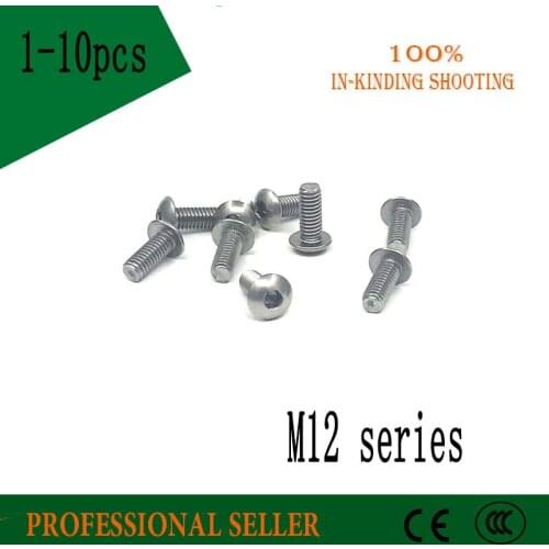 M12 screw Stainless Steel 304 Round Head Screws Mushroom Hexagon hex Socket Button Head Screw Bolt M12*25/30/35-80mm