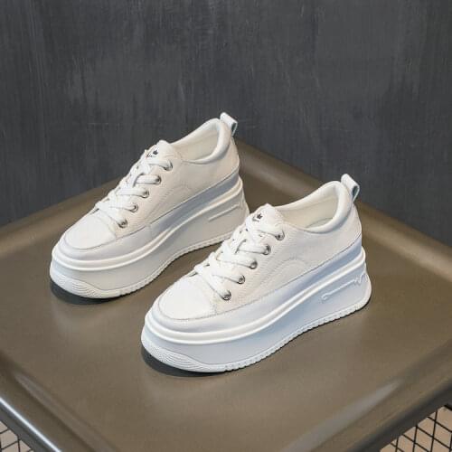 Little White Shoes Women 2021 Womens Shoes Casual Lace-Up Single Shoes Platform Shoes Women Thick-Soled White Sneakers