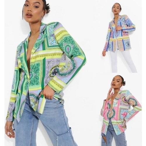 2021 Women Printed Blazer Jacket Female Long Sleeve Suit Jackets Womens Fashion Coat Streetwear Autumn Clothes