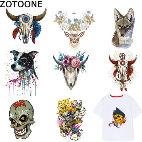 ZOTOONE Bull Head Patch Animal Skull Stickers Iron on Transfers for Clothes T-shirt Heat Transfer Diy Accessory Appliques F1
