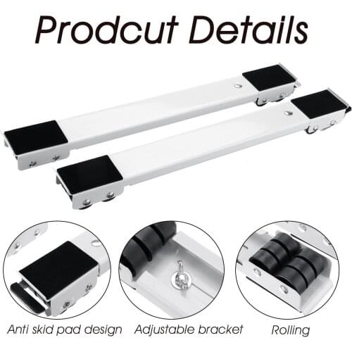 300KG 50-75cm White Washing Machine Heavy Appliance Wheel Trolley Roller Stand For Washing Machines Dishwashers Fridges Dryers