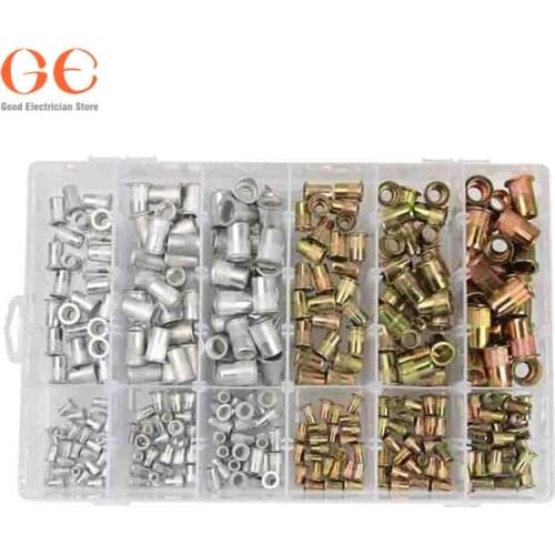 300PCS M3-M10 Multi Flat Head Metric Thread Blind Rivet Nut Insert Rivnut Nutsert Screws metic nut and bolt assortment