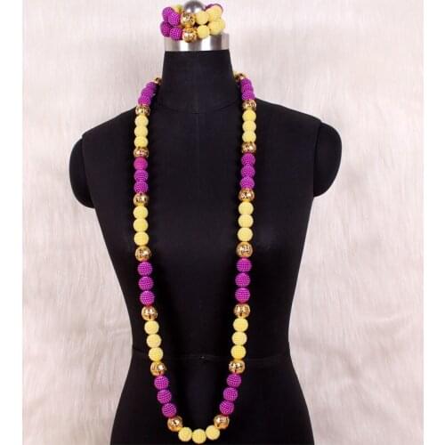 4UJewelry Coloful Simulated Pearl Gold African Jewelry Set 50 Inches Nigerian Wedding Beads Costume Necklace For Men
