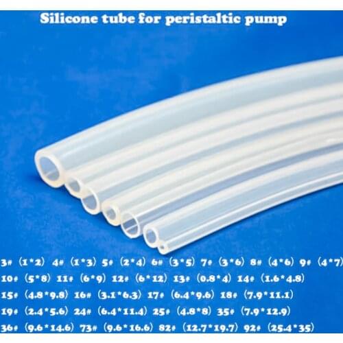 5meter13#14#15#16#17#18#19#24#25#35#36#73#82#92# Peristaltic pump tube Silicone rubber tube plumbing tearing resistance fracture