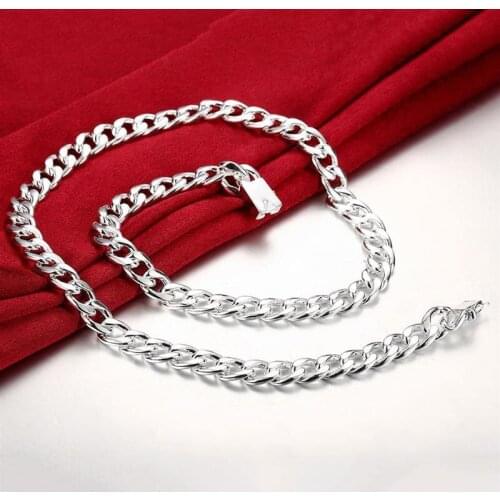 925 Sterling Silver 10MM 20/22/24inches exquisite noble gorgeous charm fashion for men women chain wedding Necklace jewelry