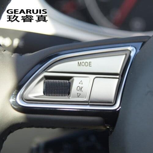 Car styling steering wheel switch buttons Trim Frame Covers stickers and decals For Audi A4 B8 S4 A5 S5 RS4 Interior Accessories