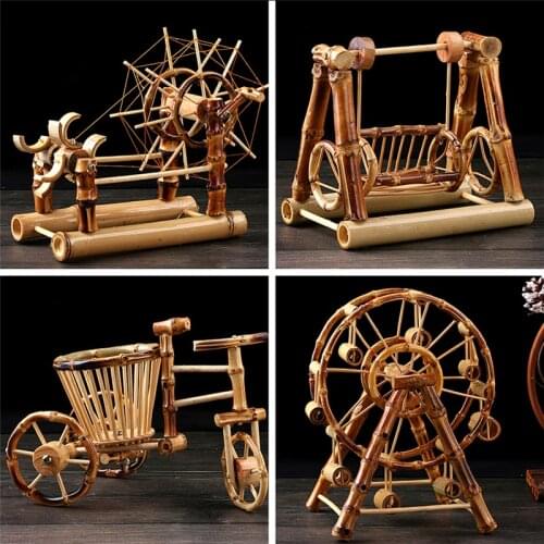 Bamboo Ferris wheel bamboo windmill waterwheel model decorations purple bamboo crafts sushi ornaments Creative Decorating tool