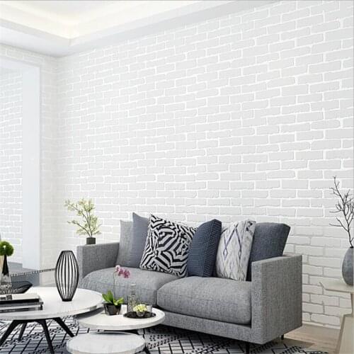 Beibehang Modern simple self-adhesive non-woven white brick wallpaper clothing store restaurants hotel simulation brick wall