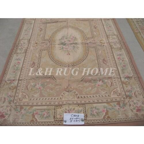 Free Shipping 5.5'X8' French Woolen Aubusson rug handmade 100% New Zealand wool rugs and carpets