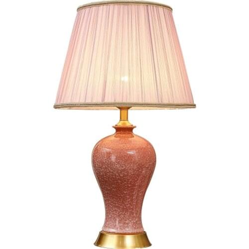 Noble Pink Ceramic Table Lamps for Bedroom Living Room Nordic Home Decor Luminarias Modern Led Light Fixtures Reading Desk Light