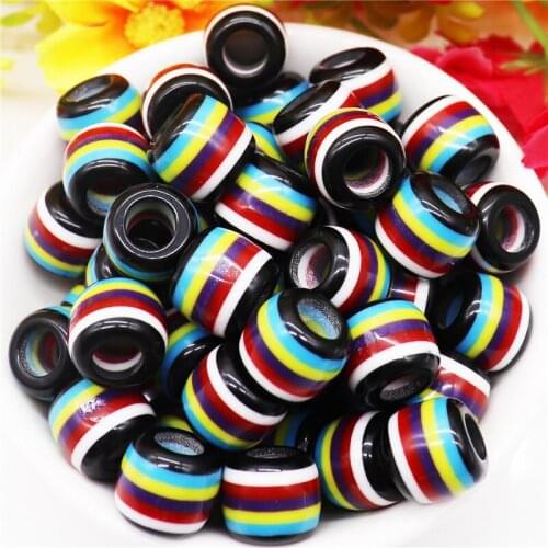 10Pcs Lot Rainbow Beads Color Large Hole European Charm Spacer Beads Craft Beads for DIY Charms Pandora Bracelet Jewelry Making