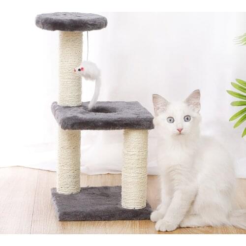 Small Pet Cat Tree Scratcher Cat Toy For Kitten Three-layer Hone Claws Kitty Climbing Frame Medium Cat Furniture