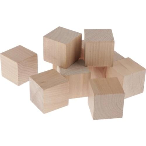 5cm Wooden Cubes, 10pcs Unfinished Square Wood Blocks for Kids Math Teaching, Crafts & DIY Projects