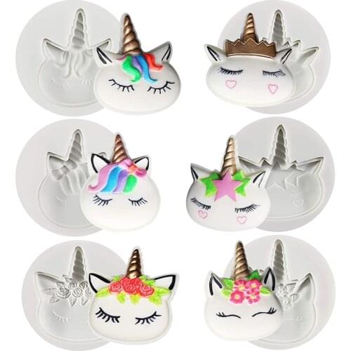 Unicorn Fudge Silicone Mold Creative Cartoon Cute Cake Cup Soft Pottery Clay Epoxy Molding Decoration Cupcake Decoration