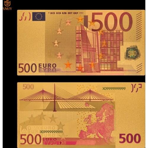 Hot Sale Product Gold Banknotes Colorful 500 Euro Gold Plated Paper Banknotes For Collection And Home Decor Gifts