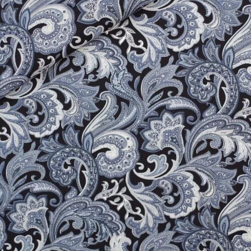 Printed Cotton Poplin Fabric, Pteris flower - grey, clothing,bedding,hadmaking, 50cmx140cm