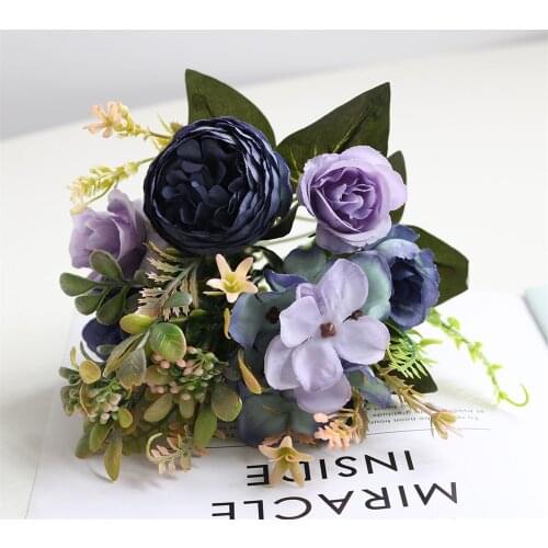 1pcs Vintage Rose Artificial Peony Bouquet for Home Wedding Decoration Room Table Decoration Christmas Fake Flower Nanairo