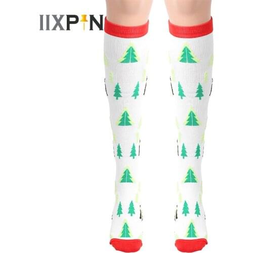 Unisex Compression Socks Stockings Christmas Theme Printed Long Socks Athletic Running Medical Cycling Sports Socks Men Women