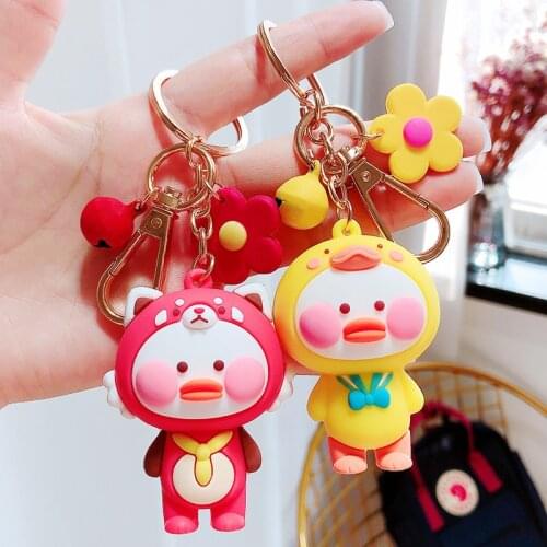 Korean Cute Yellow Duck Keychain Female Girl Cartoon Doll Key Chain Bag Car Pendant Key Ring Couple Keyrings Gifts Accessories