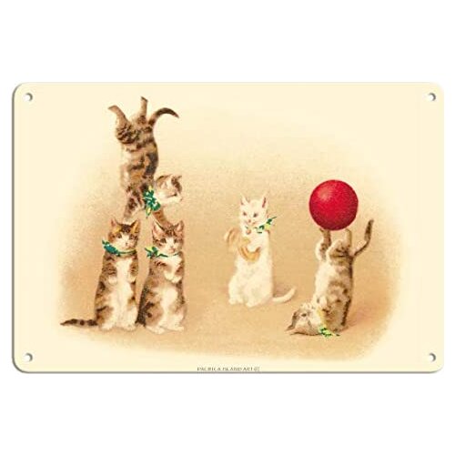 Cats - Playful Kitten Circus - Circus Poster by Helena Maguire c.1910s Metal Tin Sign