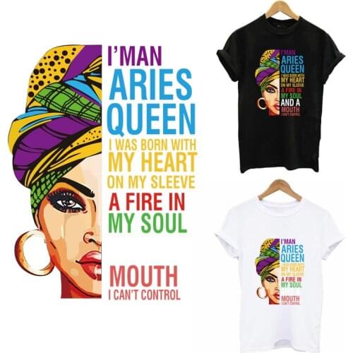 Beautiful African Lady Heat Transfer Sticker DIY Washable Women T-shirt Iron On Patches For Clothing Afican Girl Patch Appliqued