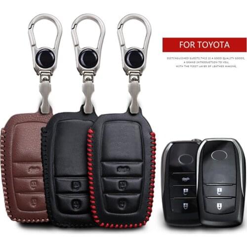 KUKAKEY Car Logo Keychain Key Case For Toyota Corolla Yaris CHR Prius Crown Camry Highlander RAV4 EZ Anti-wear Key Cover Shell