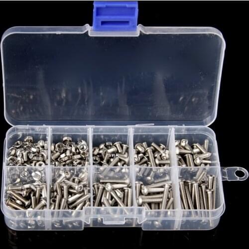 340Pcs M3 3mm Stainless Steel Button Head Allen Bolts Screws Nuts Assortment Kit