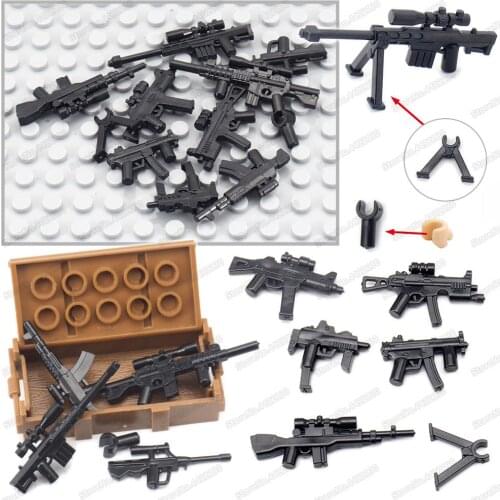 Soldier Weapons Submachine Guns Set Military Figures Building Block Assemble Army ww2 Equipment Model Child Christmas Gifts Toys