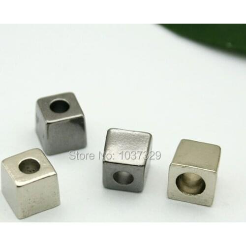 Wholesale metal zinc alloy bell stoppers small square cord ends lock black/silver BELL-005
