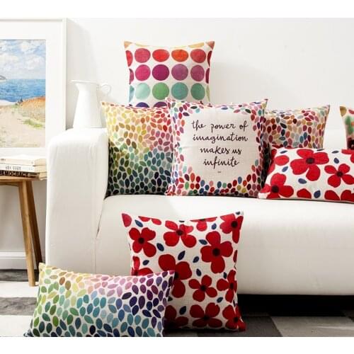 Rural Flower Pillow Cover Geometric Floral Cushion Cover Home Decorative Pillows Linen Pillow Case Office Sofa Cushion