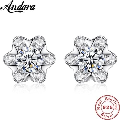 S925 Sterling Silver Stud Earrings New Fashion Earrings Small Flowers Woman Ear Jewelry Wholesale