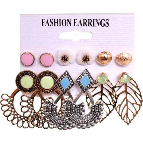 2sets of new earrings creative flower leaf earrings set / 6 pairs of leaf oil drop earrings