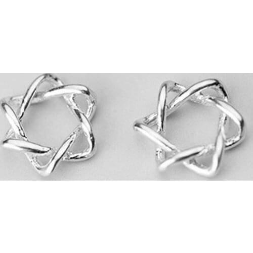 100% 925 Sterling Silver Hand-woven Hexagram Star Charm Connector 9mm Necklace Bracelet Connection Pendant DIY Jewelry Findings