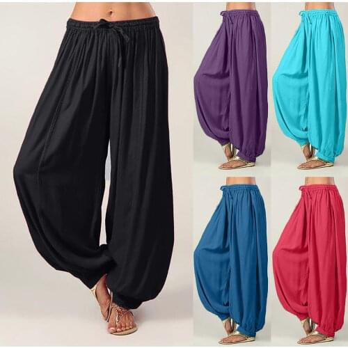 Hot Casual Women Harem Pants Sports Baggy Hippie Workout Loose Trousers Sweatpants Solid Sports Loose Trousers Dance Soft#F3