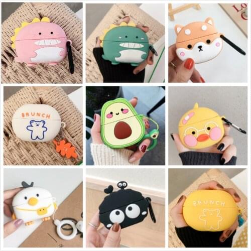 3D Silicone Earphone Cases For Huawei Freebuds Pro 4 Case Cute Dinosaur Duck Cat Dog Cartoon Headphone Freebuds pro Cover Funda