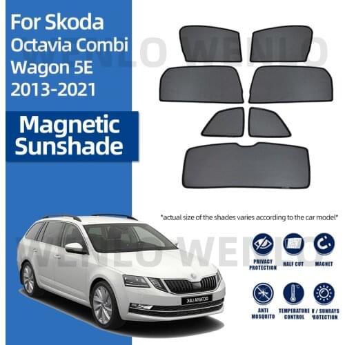 For Skoda Octavia Wagon 2017-2021 Front Window Sunshades Removable Cool Down Darkening Mesh Magnetic Nylon Polyester Sun Visor