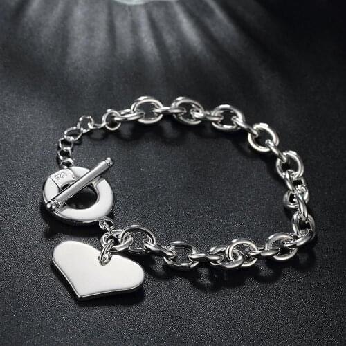 Special offer Hot new 925 sterling silver heart card chain Bracelets for women party romantic Holiday gifts fine luxury Jewelry