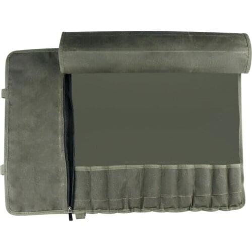 Portable Kitchen Cooking Chef Knife Bag Roll Bag Carry Case Bag Kitchen Cooking Tool Durable Storage 10 Pockets Green Co