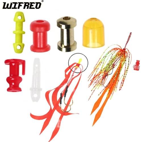 Wifreo 50pcs Jig Assist Hooks Slide Parts Saltwater Fishing Tackle Snapper Silicone Skirts and Rubber Tie Fixed Parts Accessory