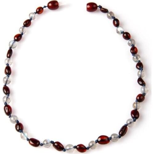 Amber - Labradorite Genuine Natural Stone Baby Teeth Necklace Gemstone Gift Box Chakra Healing Stone