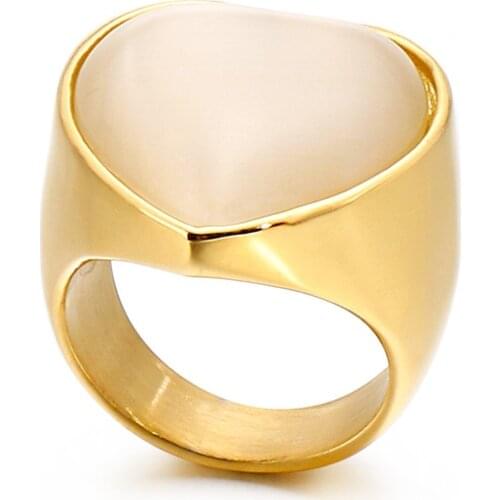 Stainless Steel Rings For Women Big Heart Colourful Marble Stone Bague Wedding Bands Mujer Anillos Jewelry Accessories 2021