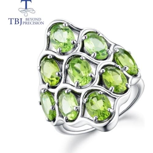 TBJ,925 sterling silver natural gemstone peridot big size rings fine jewelry for woman anniversary party wear nice gift