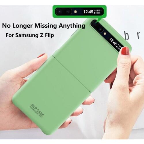 PC Hard Cover For Samsung Galaxy Z Flip Case Non-slip Bright Solid Color Folding Anti Fingerprint Shockproof Protective Funda