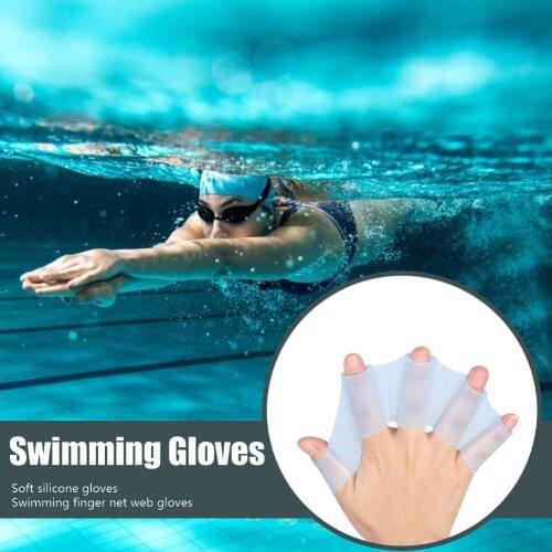 1 Pair Swim Gloves Swim Gear Fins Hand Webbed Flippers Silicone Water Sports Diving Training Paddle Diving Mittens