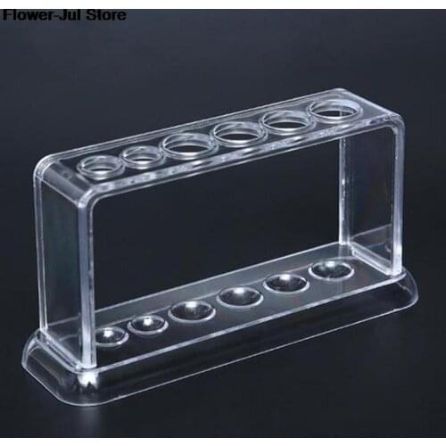 Plastic Clear Test Tube Rack 6 Holes Stand Lab Test Tube Stand Shelf School Supply Lab Equipment 16.7*8*3cm 1PC