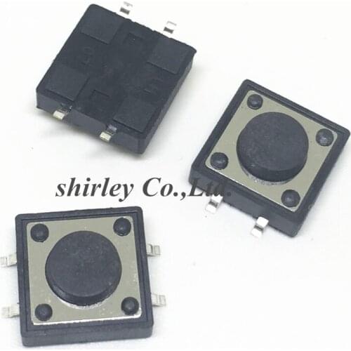 10PCS 12*12*5MM patch button touch micro switch 4 feet / imported shrapnel 12X12X5 copper foot SMD-4pin