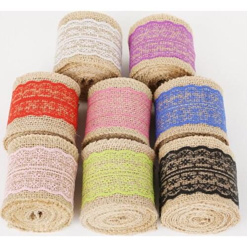 2M/Roll Jute Burlap Lace Rolls Hessian Ribbon Vintage Rustic Wedding Decoration Handicrafts For DIY Christmas Party Supplies