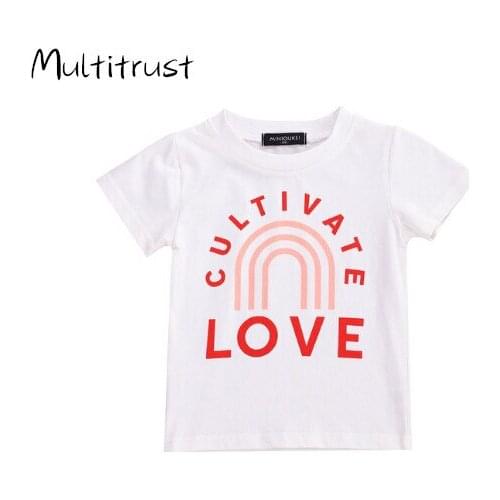 2020 Summer Lovely Infant Baby Girls Boys T Shirts Letter Print Short Sleeve Pullover T Shirts Top 0-5Y 2 Colours